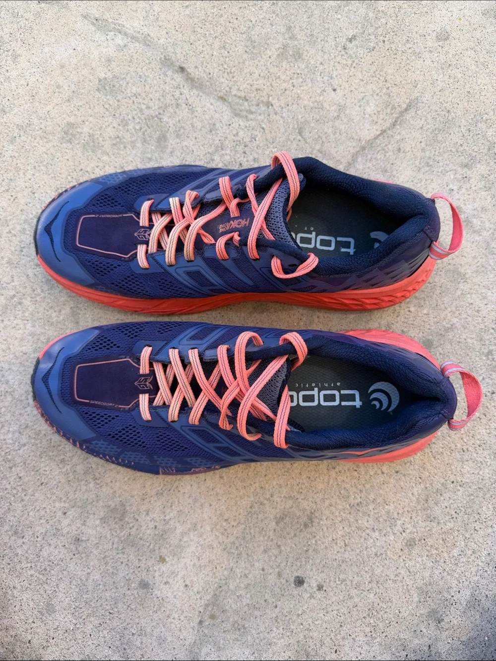 HOKA Speedgoat 2 Women's Purple/Orange Vibram Trail Running Sneakers Size 9